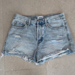 Pistola Light Blue Distressed High-Rise Denim Shorts